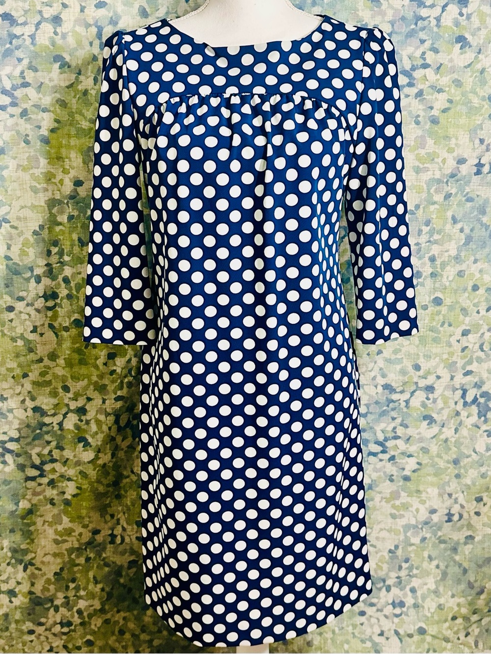Zara Woman Blue White Polka Dot Shift Dress Size Small